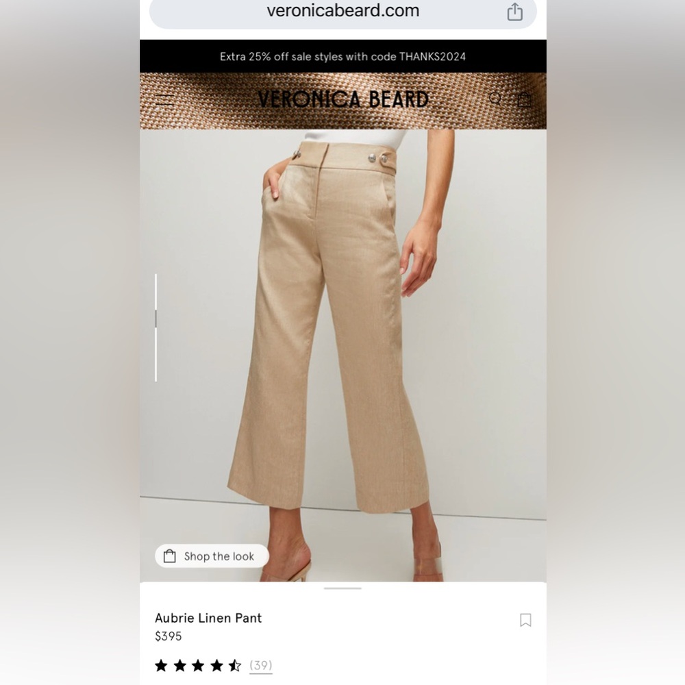 Veronica Beard Aubrie Linen Pant new with tags